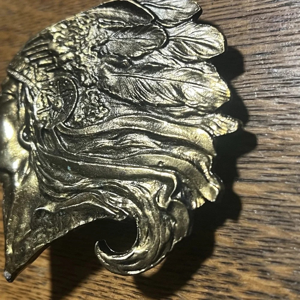 Vintage 1976 The Great American Buckle Co Native American Chief Serial #D350 USA